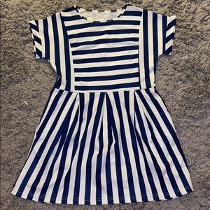Blue and White Striped Dress